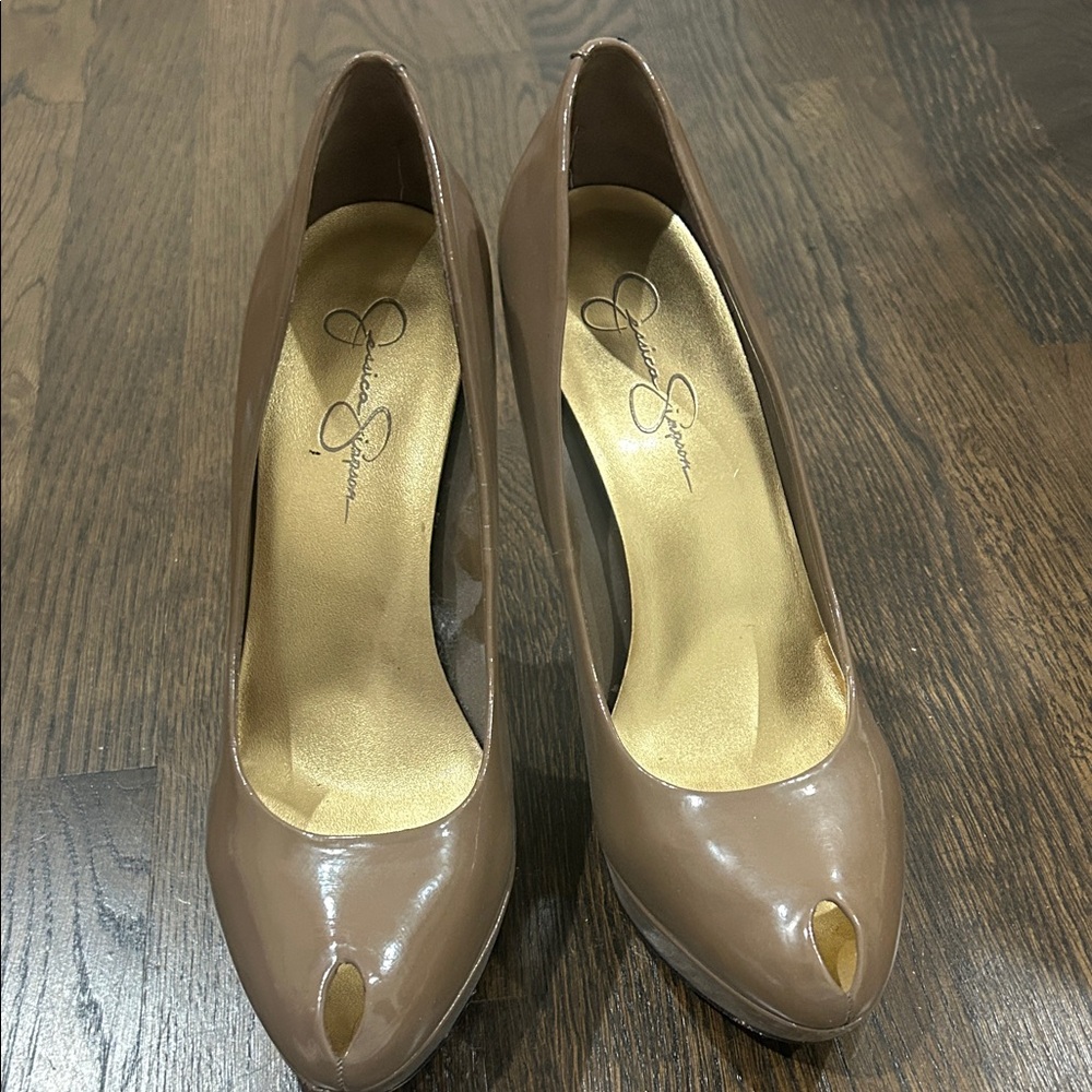 Jessica Simpson Tan Peep Toe Heels